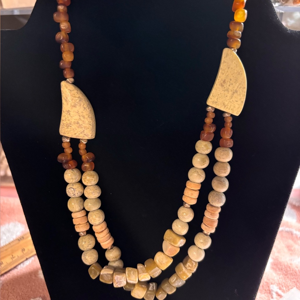 Elegant Multi-Strand Beaded stone Necklace